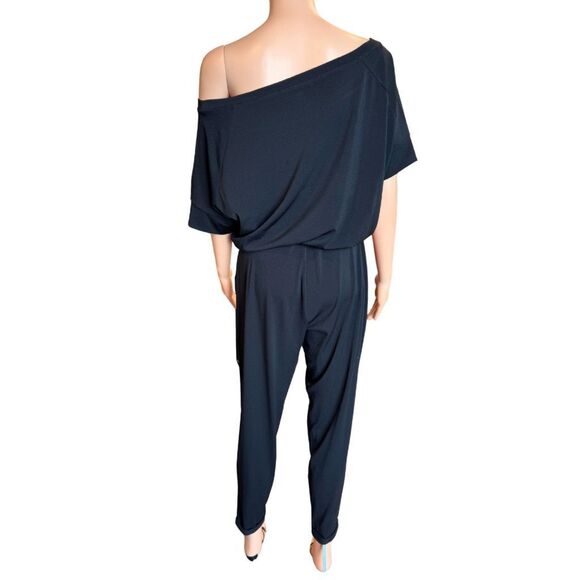 Michael Stars Black Jumpsuit M Luxe Jersey Off Shoulder Elastic Waist Romper - Picture 5 of 7